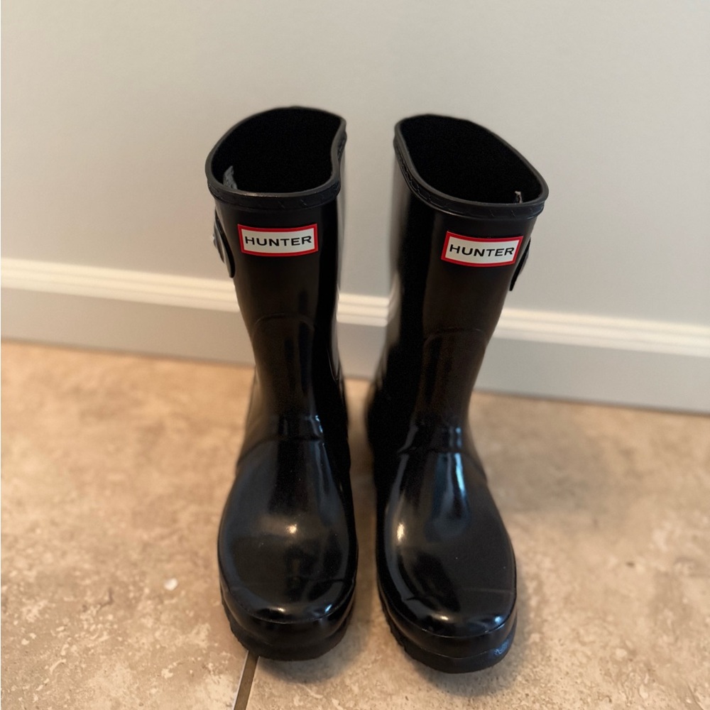 Hunter Glossy Black Waterproof Boots